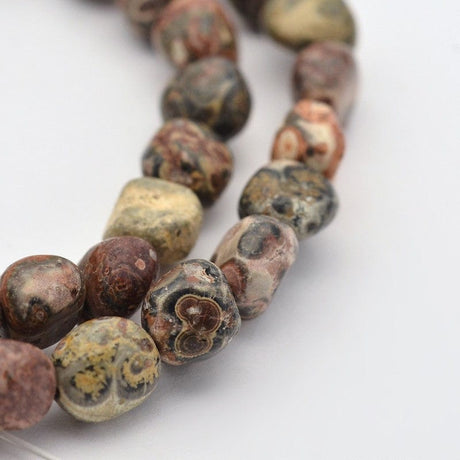 Jasper Leopard Jaspis Perle Strenge, Nuggets, Tumlede Sten, 5-7 mm