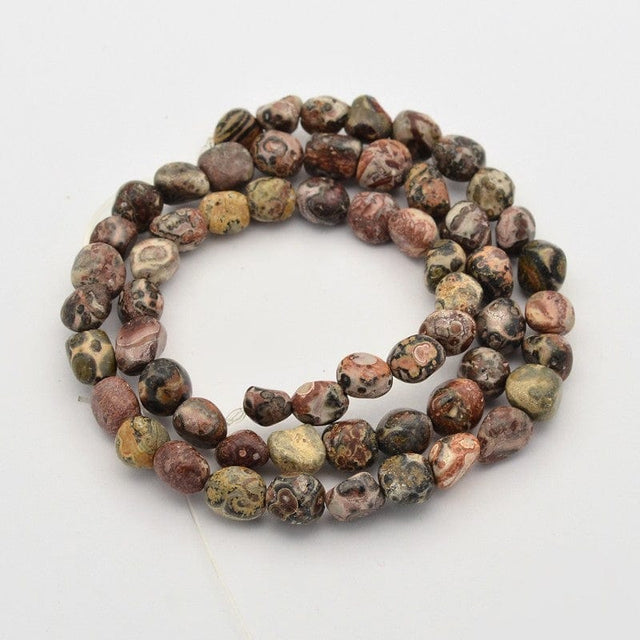 Jasper Leopard Jaspis Perle Strenge, Nuggets, Tumlede Sten, 5-7 mm