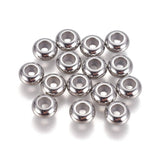 Metal perler Stopper Perler, platiniums farvet str. 6x3 mm, 5 Stk