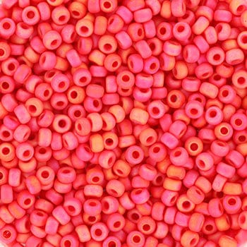 miyuki beads Miyuki Rocailles Perler, RR407FR, Opaque Matte AB Vermillion Red, 11/0