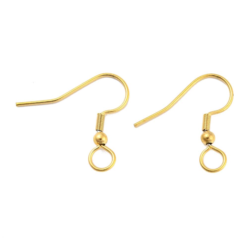 Waterproof Classic Ear Hook With Wrapping And Ball, Gold-Plated Steel, 20x19x2mm 