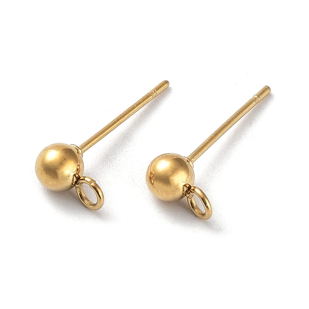 Ørestikkere Ball Ørestikkere Med Øje, 18K vandfast Forgyldt Stål, 16x4 mm