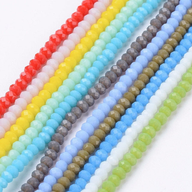 Pandahall glas perler 3x2 mm glas perle mix, 10 HELE STRENGE