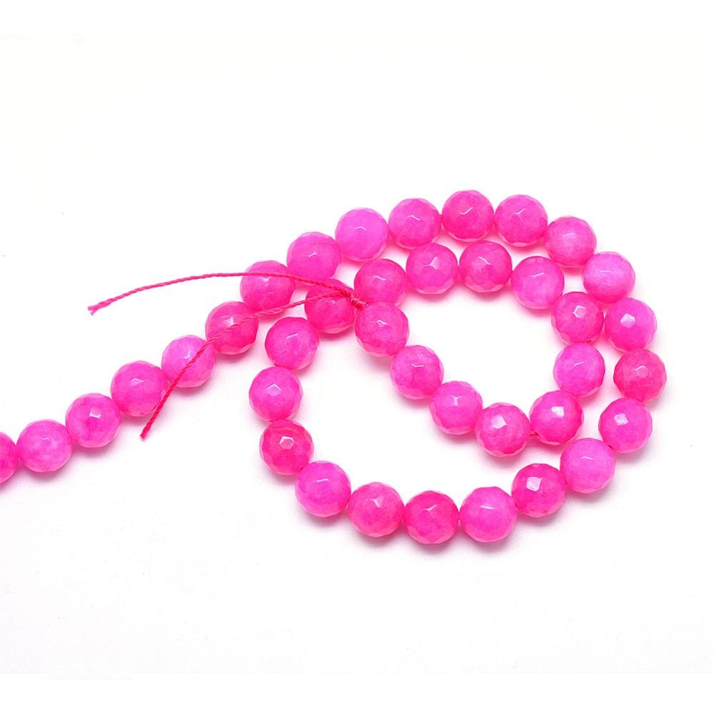 Pandahall Jade 8 mm facetteret jade perler, pink