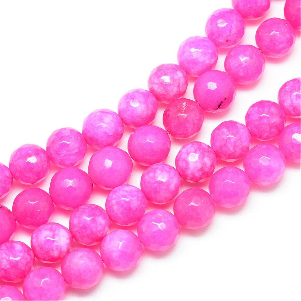 Pandahall Jade 8 mm facetteret jade perler, pink