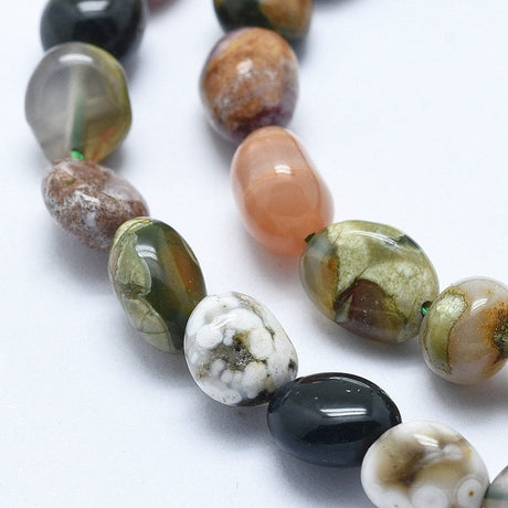 Pandahall Jasper Natural Ocean Jaspis perle strenge, nuggets, tumlede sten, 6~8 mm