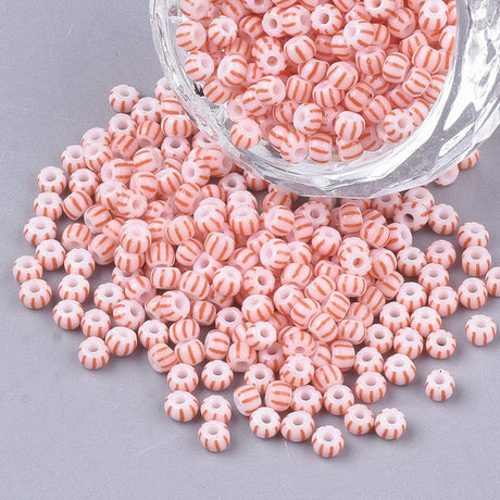 Pandahall seed beads Seed Beads, To-Farvet hvid/Rød, 3-3,5x2-2,5mm