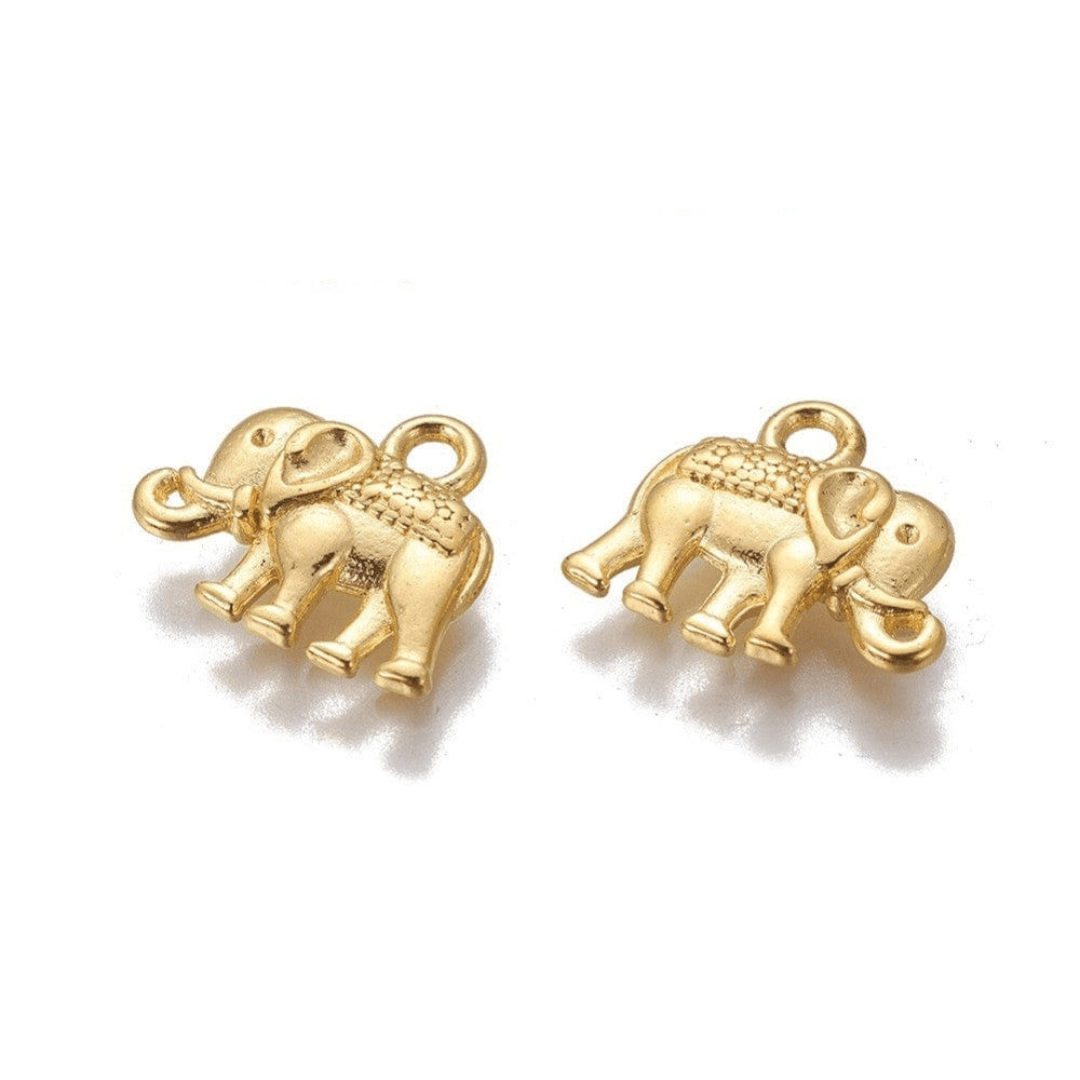 Pandahall Vedhæng Elefant Vedhæng, Forgyldt, 12x14,5x2,5mm, 10 stk