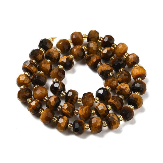 Pandawhole Tiger Eye Tiger Eye/Tiger Øje, mange facetteret str. 8x5-6 mm