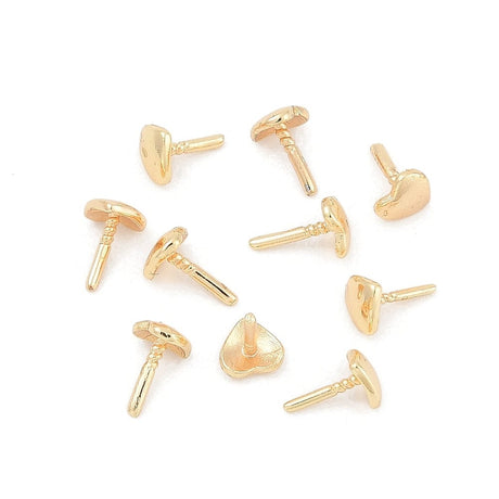 Perlestave 18k. forgyldt Hjerte "perlestav" 3,5x4 mm, 4 stk.