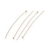 Pearl Rod With Round Head, 24K Gold Plated Steel, 40x0.5mm