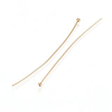 Pearl Rods With Round Head, 24K Gilded Steel, 40x0,5mm