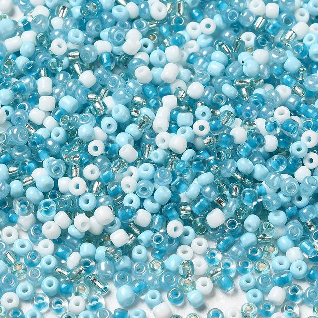 seed beads Turkis/blå Glas Perle Mix, Seed Beads, 2-3,5 mm, 20 gram