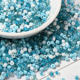 seed beads Turkis/blå Glas Perle Mix, Seed Beads, 2-3,5 mm, 20 gram