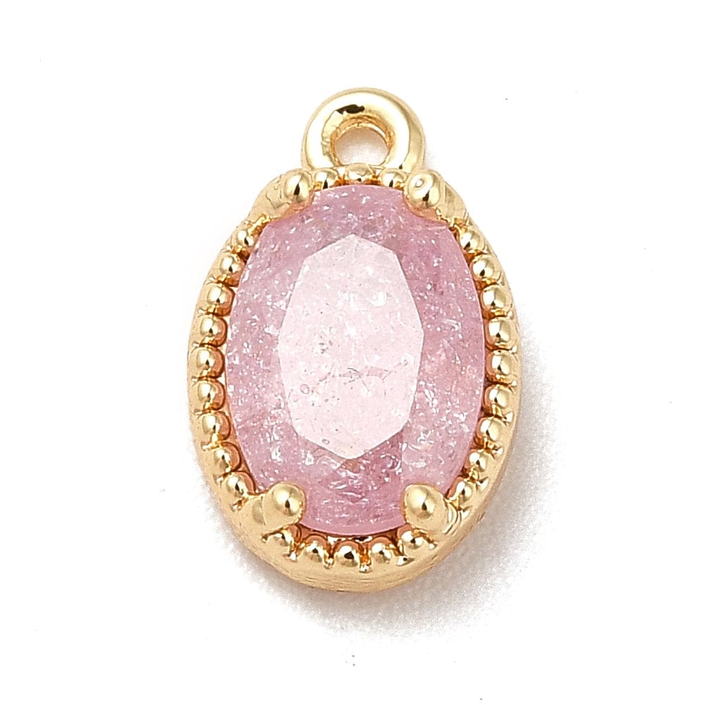 vedhæng Dråbe Vedhæng Med rosa Glas, 10x6x3 mm