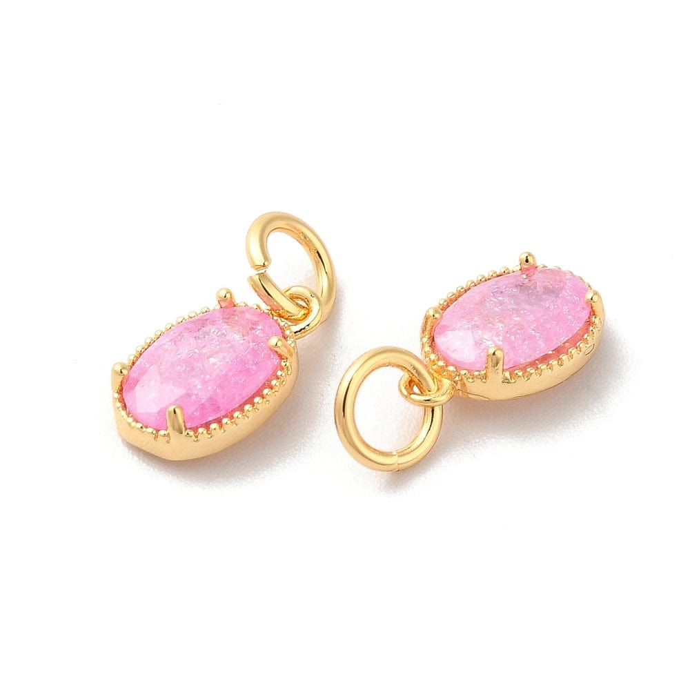 vedhæng Vedhæng/Bezel Med Pink Zirkonia Sten, Forgyldt, 10x6,5x2,5mm