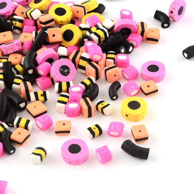 panda Enkelt perler og sæt 50 stk mix fimo lakridskontekt str 7-14 mm