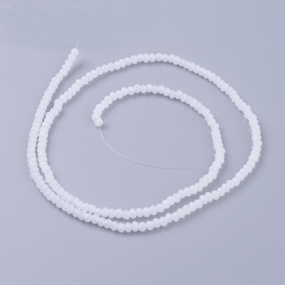 Glass beads, White, Round, 3x2mm